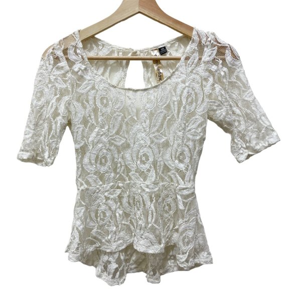 Eyeshadow Lace Peplum Top sz XS - Picture 1 of 12
